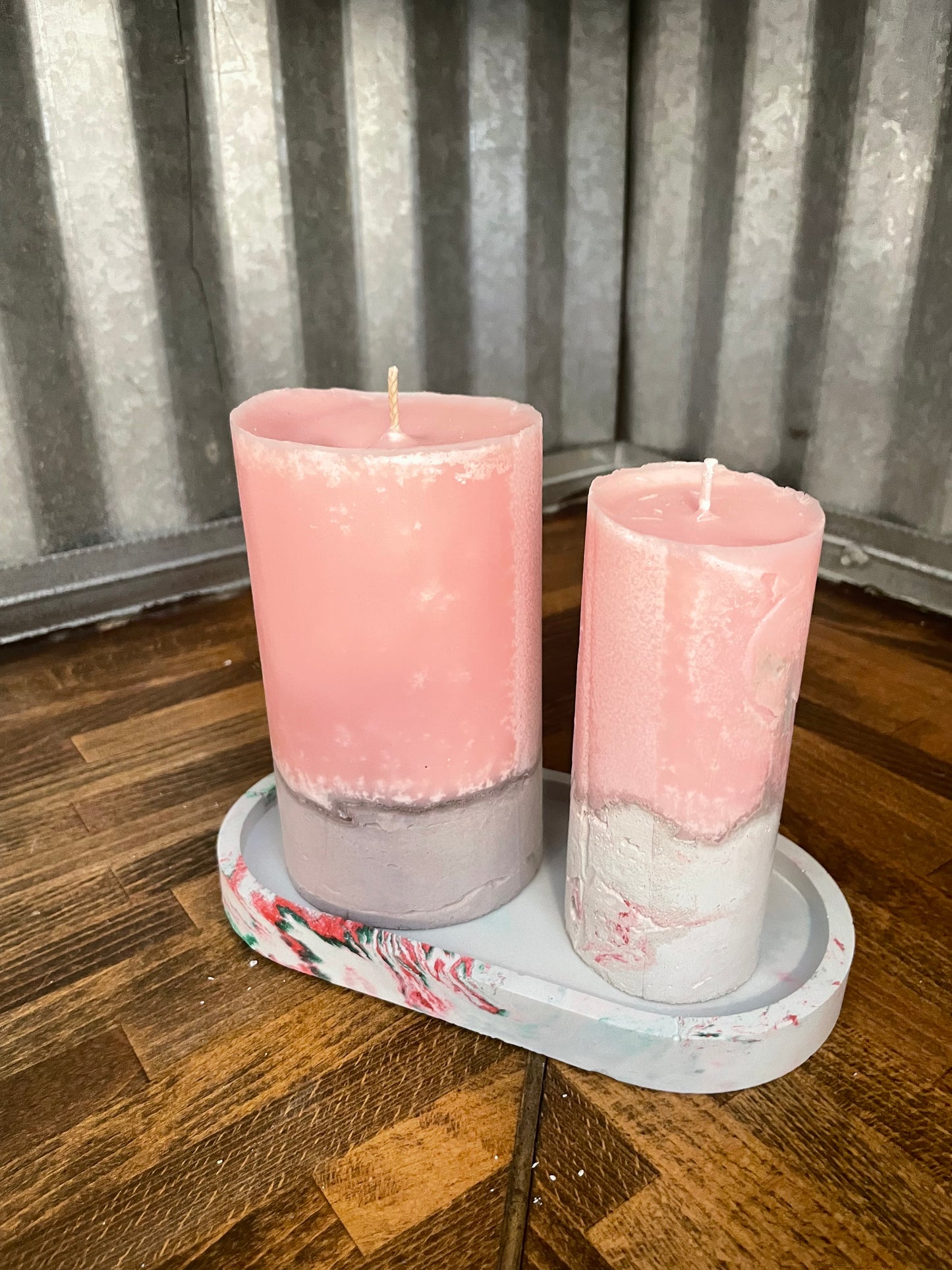 Wax Candle With Concrete Base