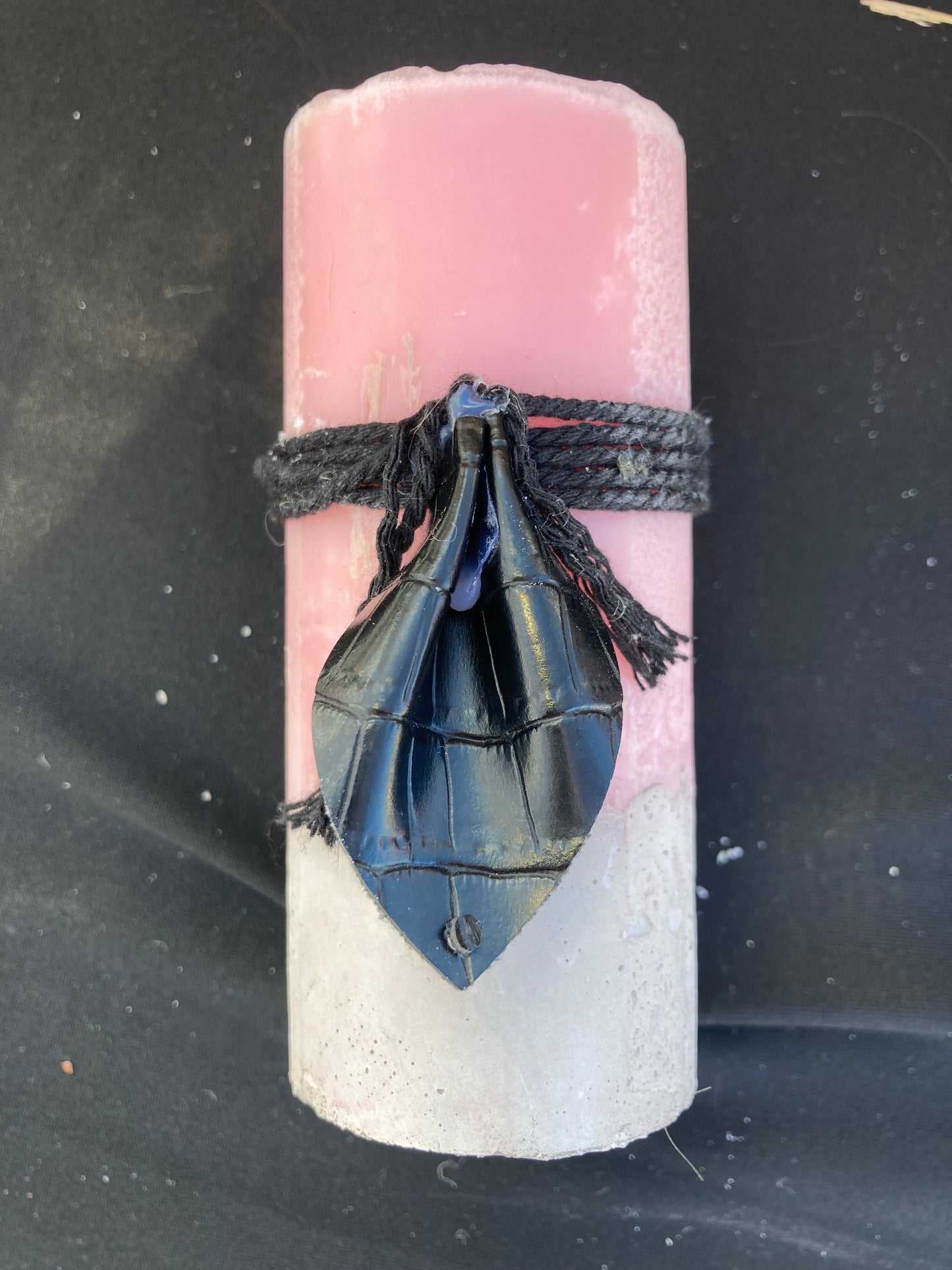 Wax Candle With Concrete Base