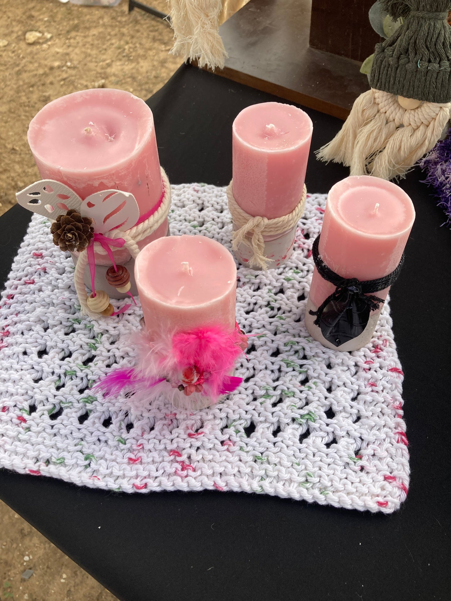 Wax Candle With Concrete Base